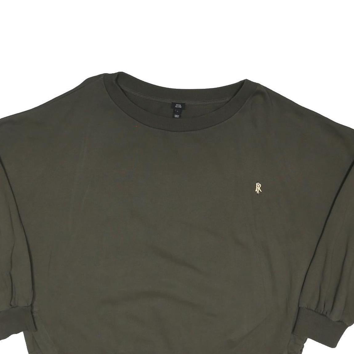RIVER ISLAND Womens Green Crew Neck Sweatshirt L Relaxed Fit Cotton Blend