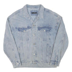 66 GIRLS Womens Blue Denim Jacket L Cotton Blend Button Front Classic Casual