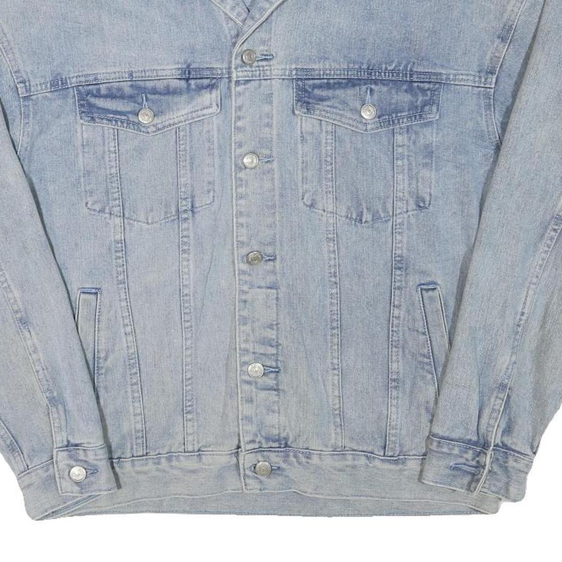 66 GIRLS Womens Blue Denim Jacket L Cotton Blend Button Front Classic Casual