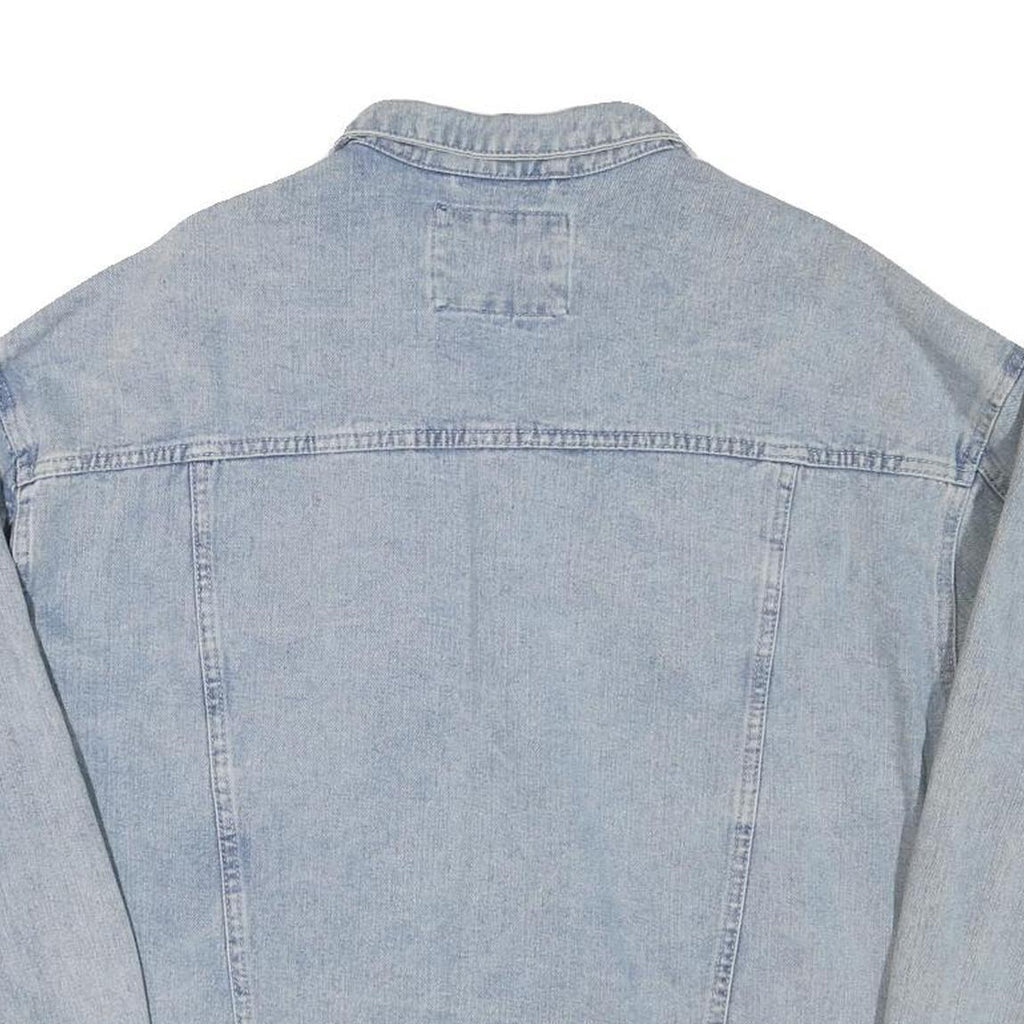 66 GIRLS Womens Blue Denim Jacket L Cotton Blend Button Front Classic Casual