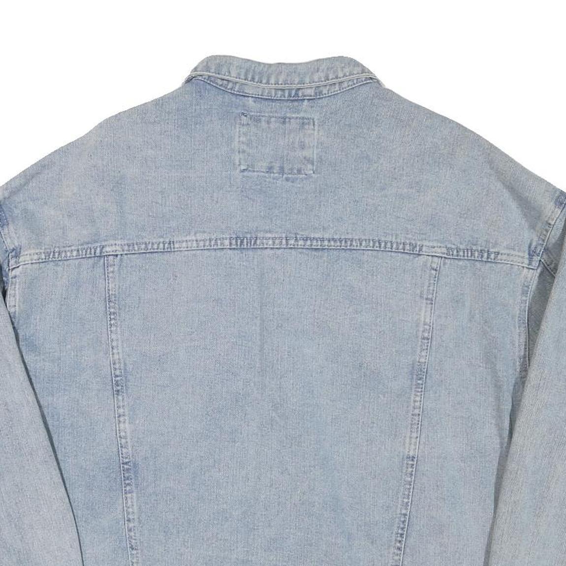 66 GIRLS Womens Blue Denim Jacket L Cotton Blend Button Front Classic Casual