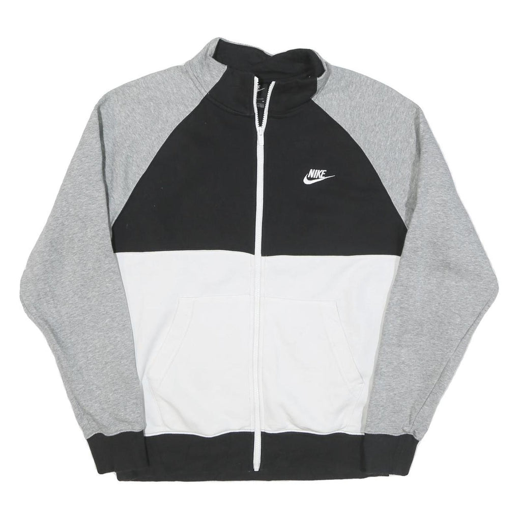 NIKE Mens Black & Grey White Colourblock Jacket M Cotton Blend Zip Casual