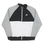 NIKE Mens Black & Grey White Colourblock Jacket M Cotton Blend Zip Casual
