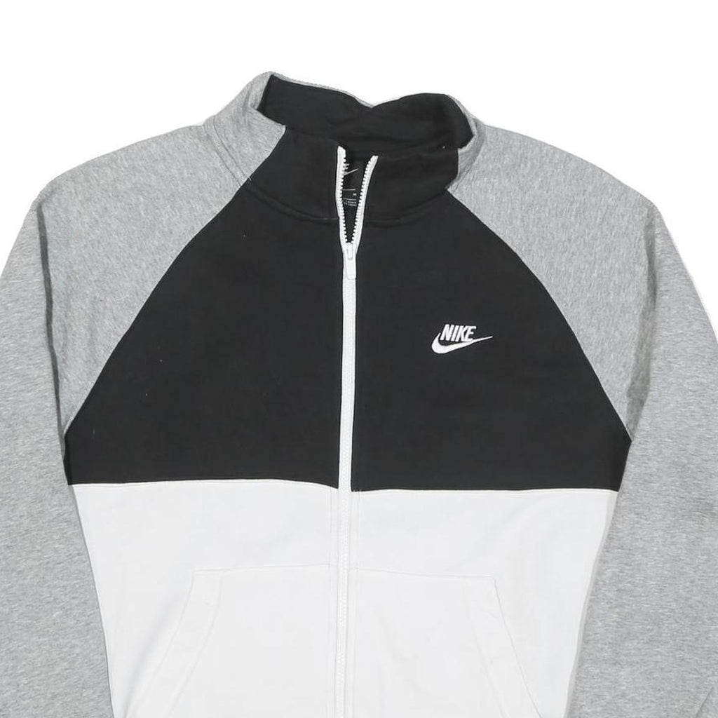 NIKE Mens Black & Grey White Colourblock Jacket M Cotton Blend Zip Casual