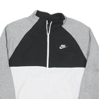 NIKE Mens Black & Grey White Colourblock Jacket M Cotton Blend Zip Casual