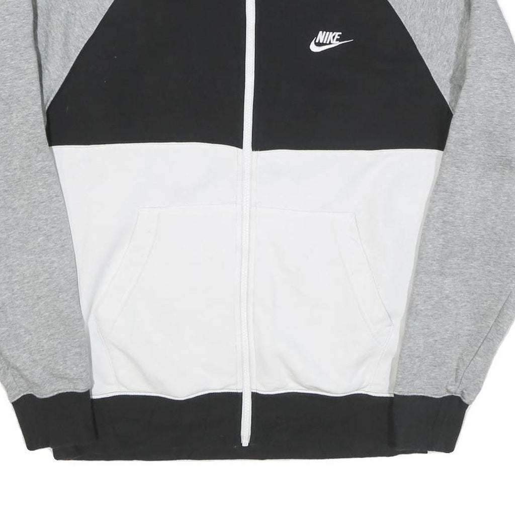 NIKE Mens Black & Grey White Colourblock Jacket M Cotton Blend Zip Casual