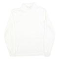 LANDS END Womens White Plain Cotton Blend Jumper Roll Neck Basic Knit S Soft