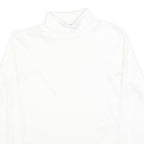 LANDS END Womens White Plain Cotton Blend Jumper Roll Neck Basic Knit S Soft