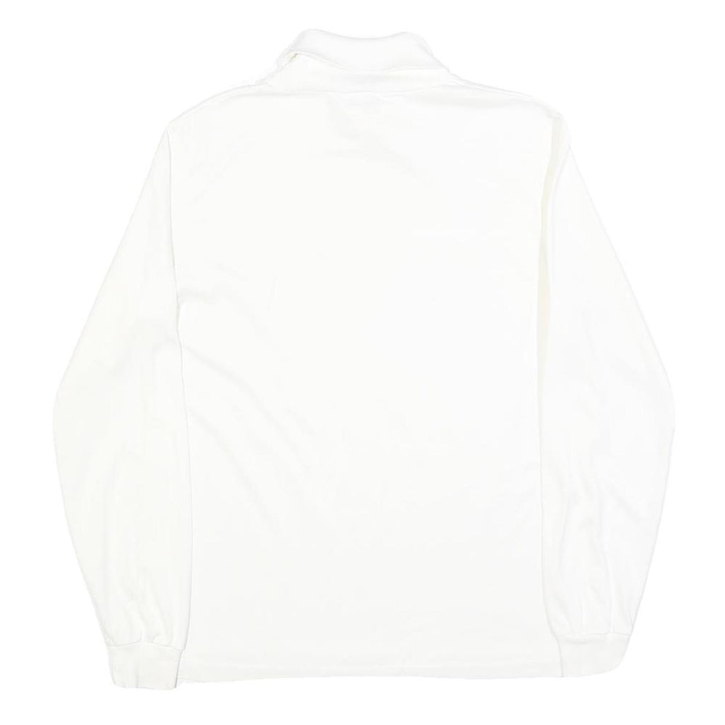 LANDS END Womens White Plain Cotton Blend Jumper Roll Neck Basic Knit S Soft