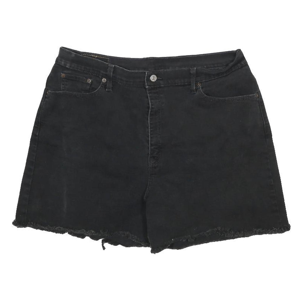 LEVI'S Womens Shorts Black Casual Cut-Off Denim L W34 Frayed Hem