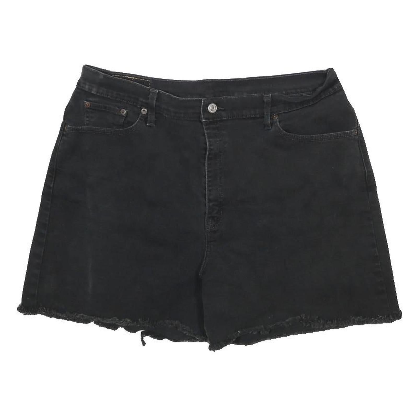 LEVI'S Womens Shorts Black Casual Cut-Off Denim L W34 Frayed Hem