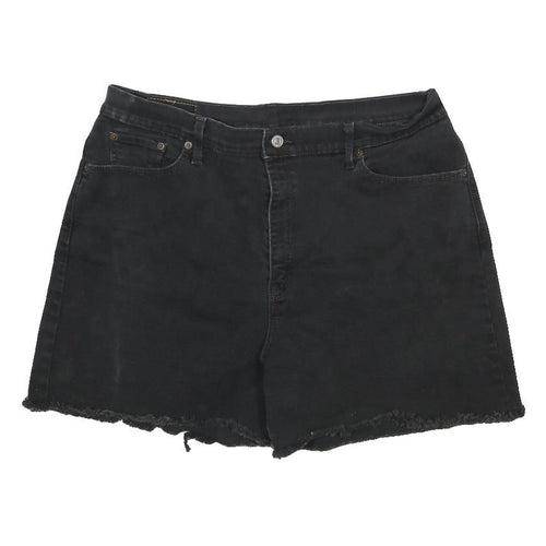 LEVI'S Womens Shorts Black Casual Cut-Off Denim L W34 Frayed Hem