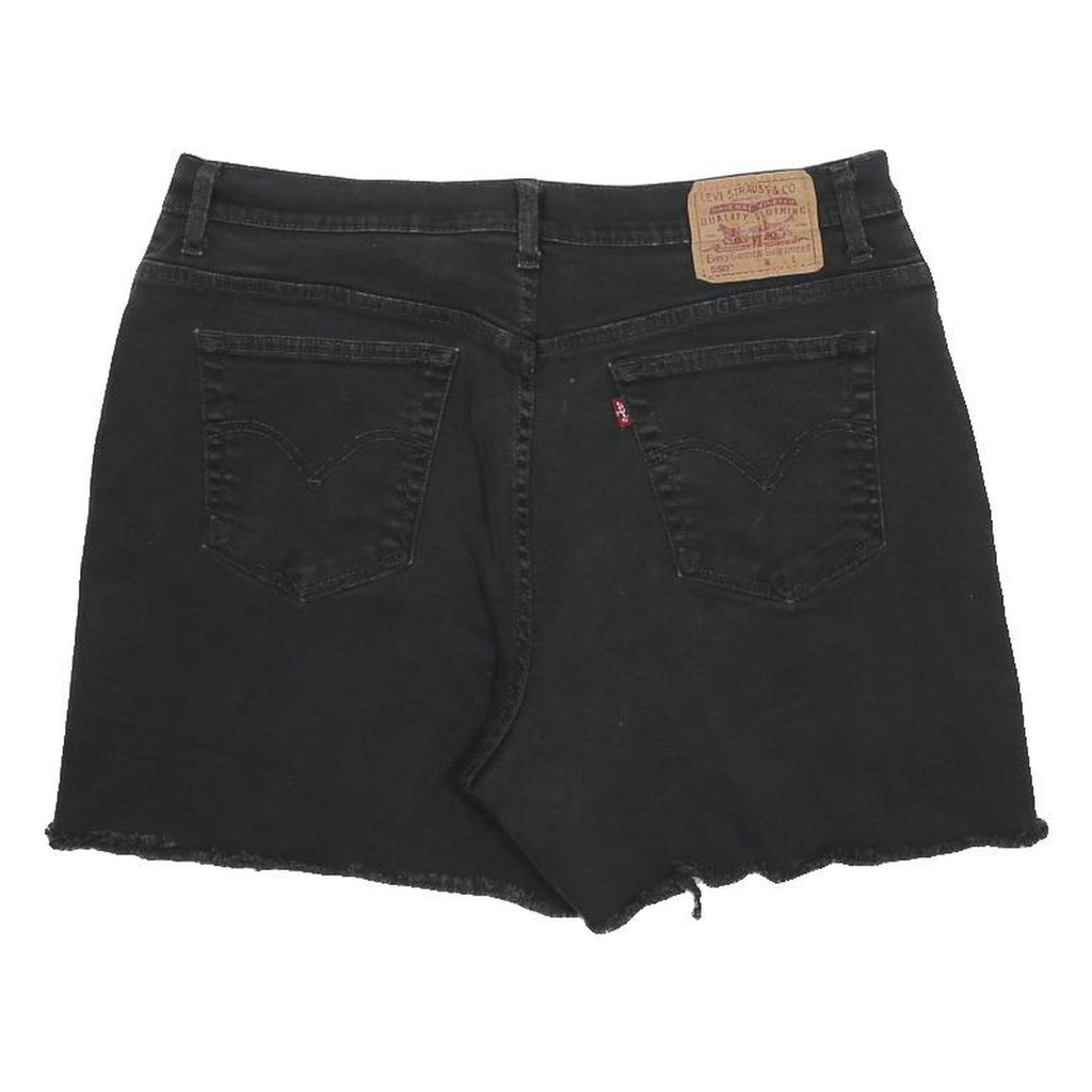 LEVI'S Womens Shorts Black Casual Cut-Off Denim L W34 Frayed Hem
