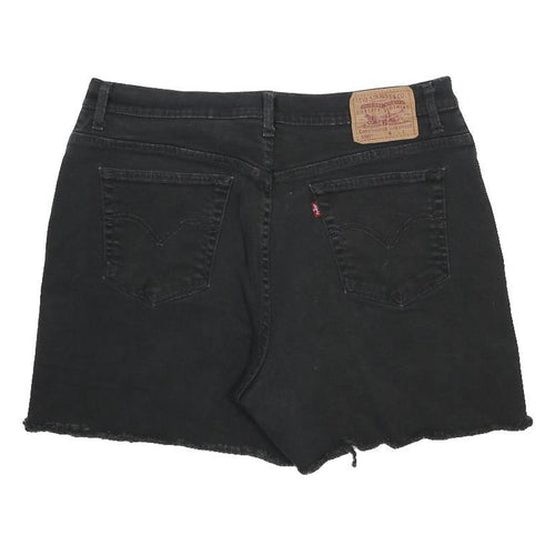 LEVI'S Womens Shorts Black Casual Cut-Off Denim L W34 Frayed Hem