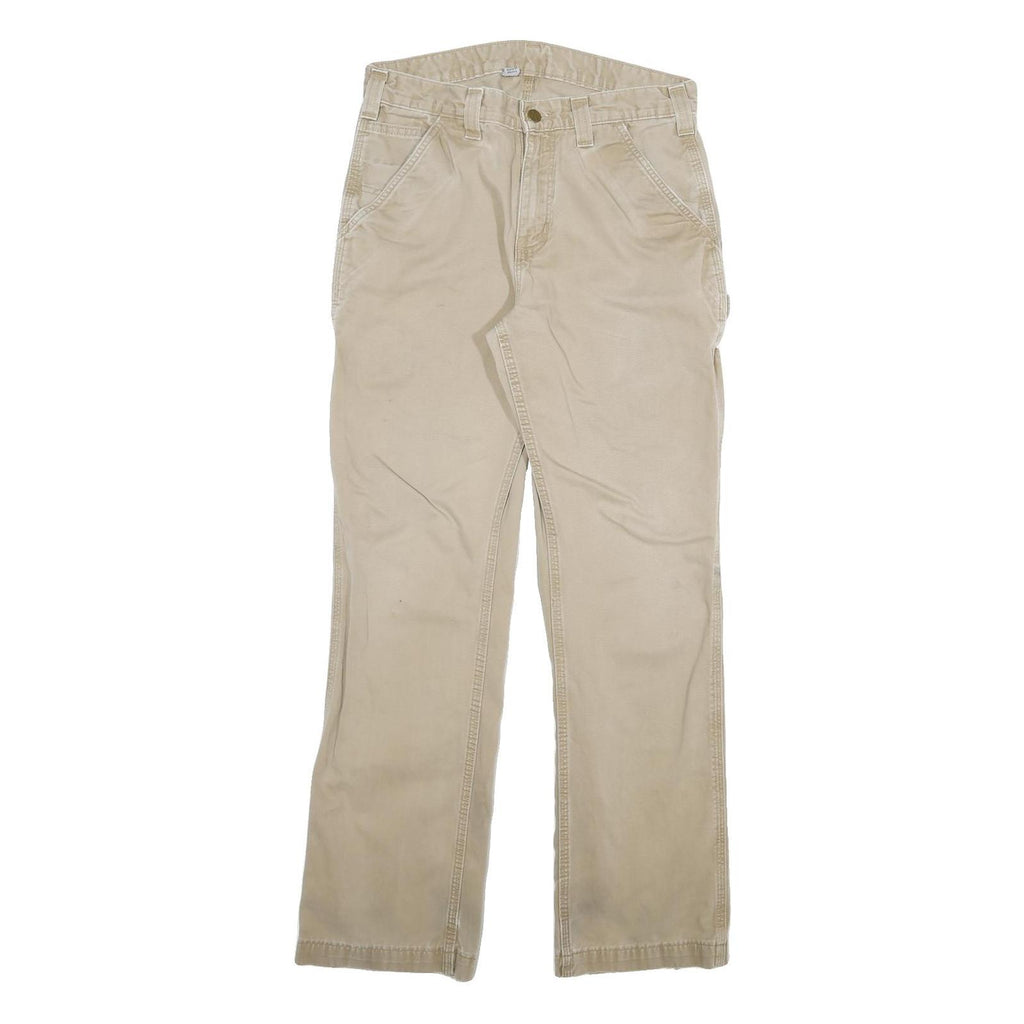 CARHARTT Mens Jeans Beige Regular Straight Cotton Blend W31 L32 Durable Workwear