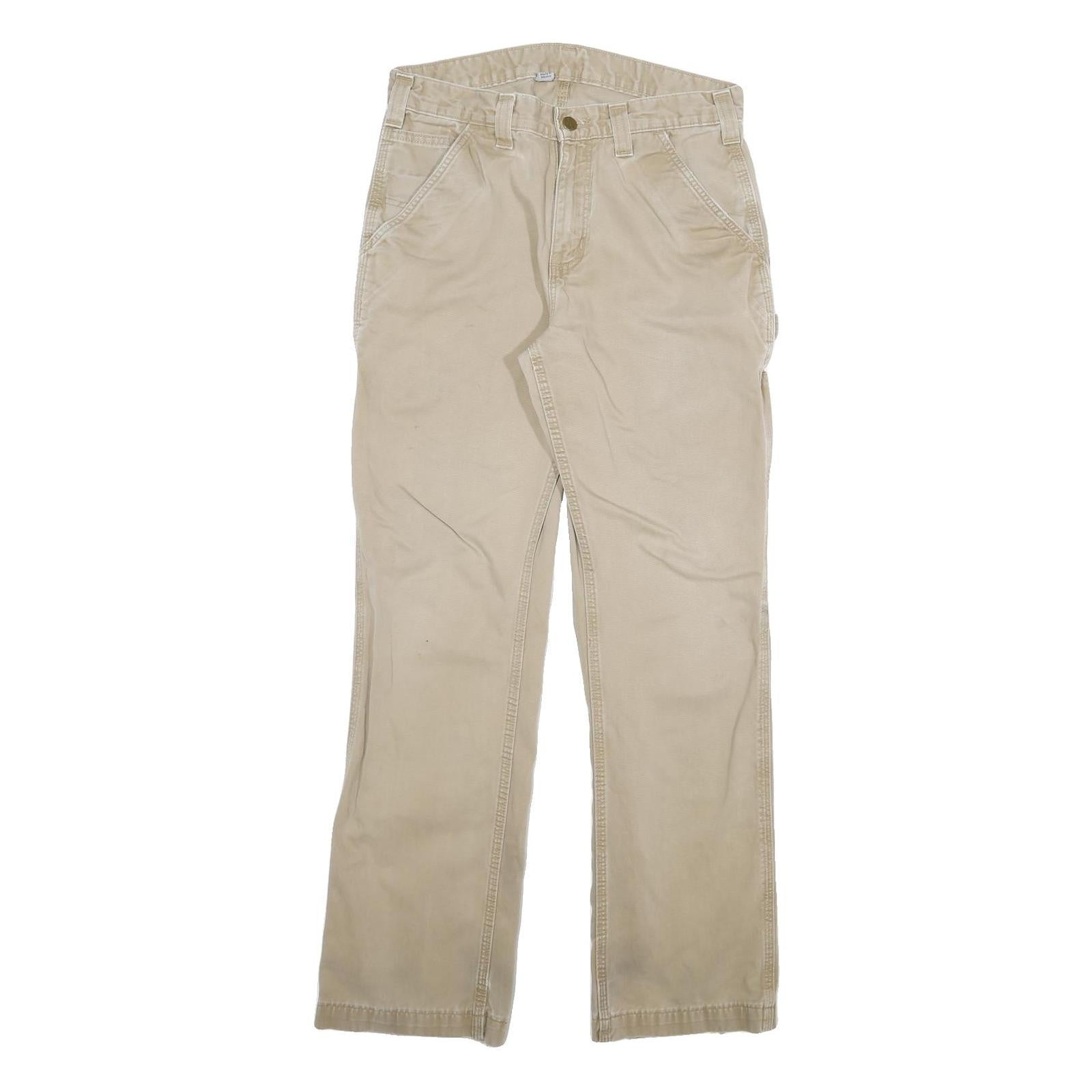 CARHARTT Mens Jeans Beige Regular Straight Cotton Blend W31 L32 Durable Workwear