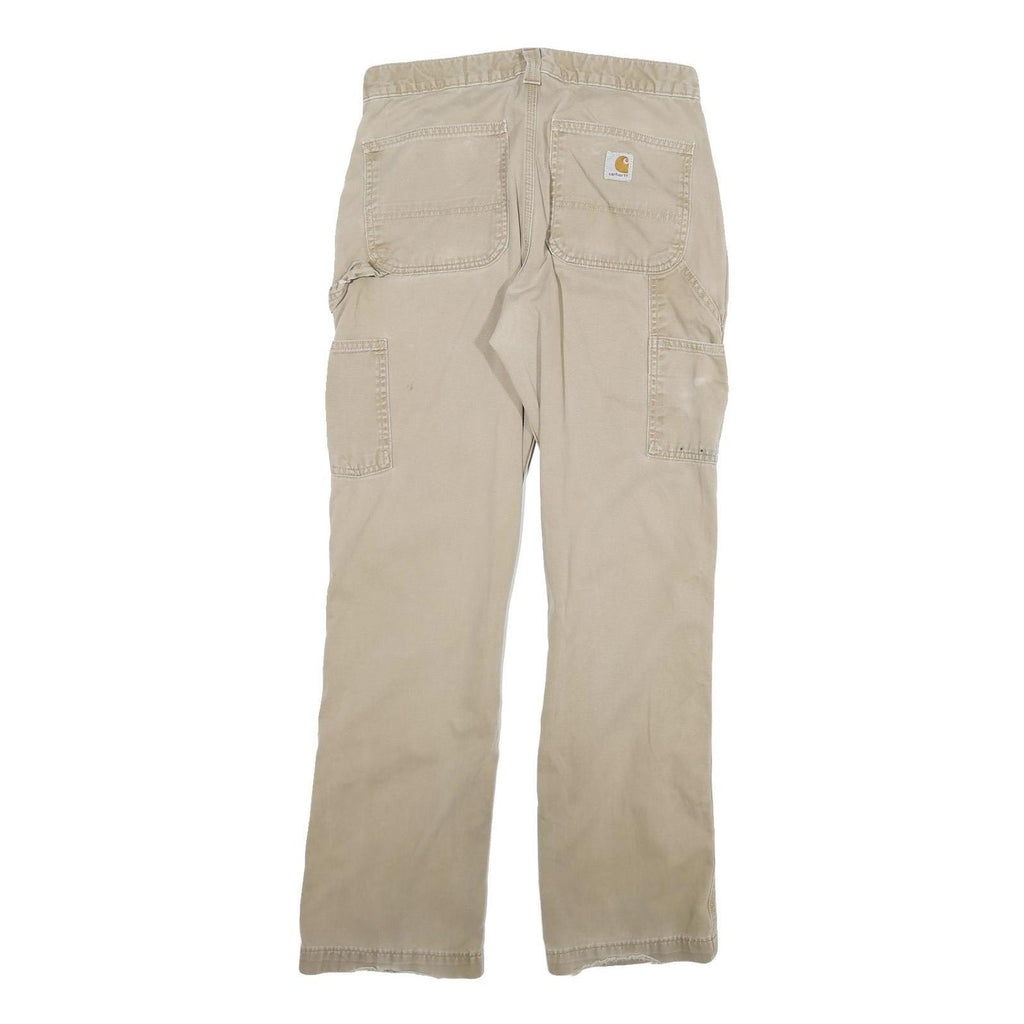 CARHARTT Mens Jeans Beige Regular Straight Cotton Blend W31 L32 Durable Workwear