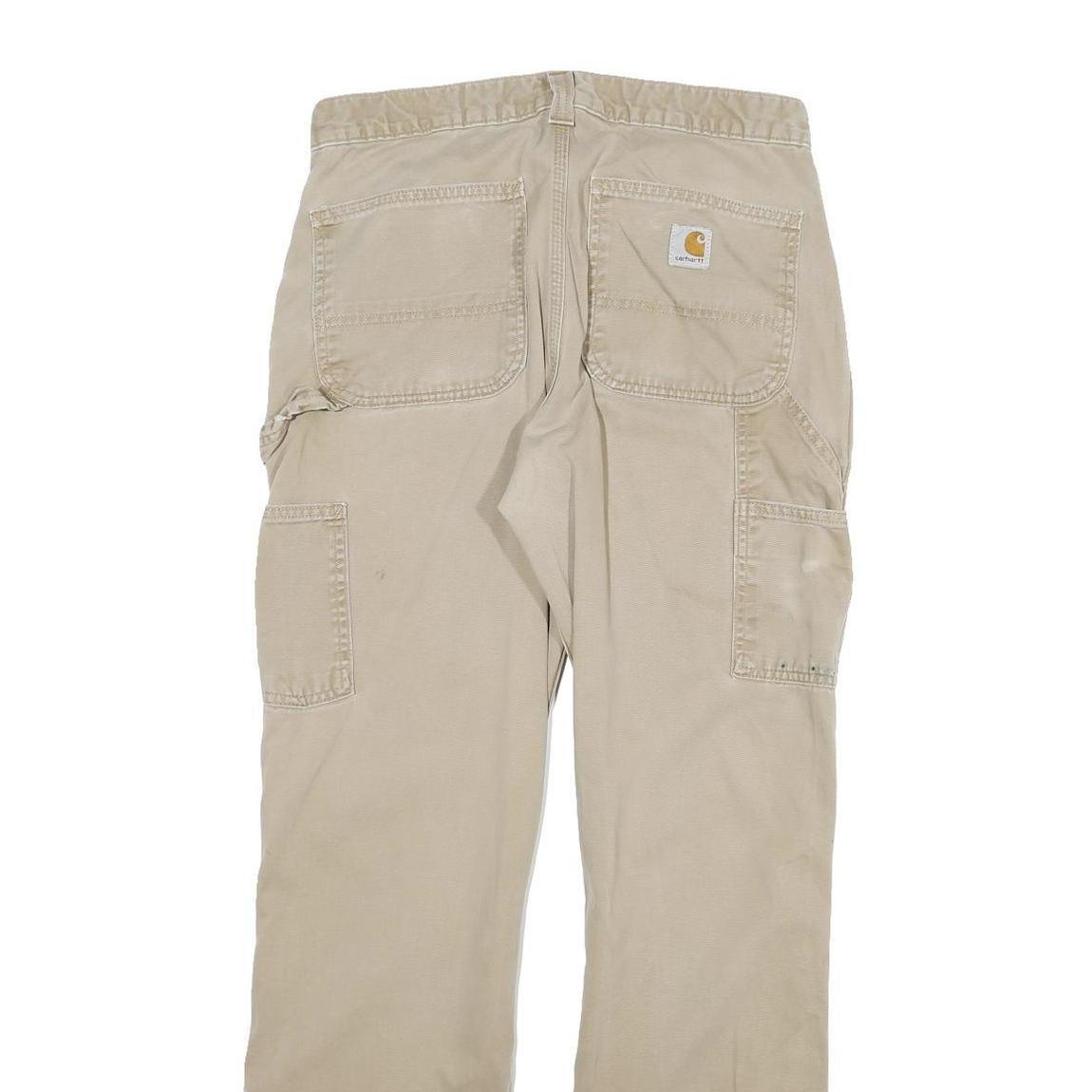 CARHARTT Mens Jeans Beige Regular Straight Cotton Blend W31 L32 Durable Workwear