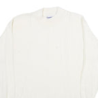 DAMART Womens White Plain Crew Neck Jumper Basic Knit L Soft Knitwear
