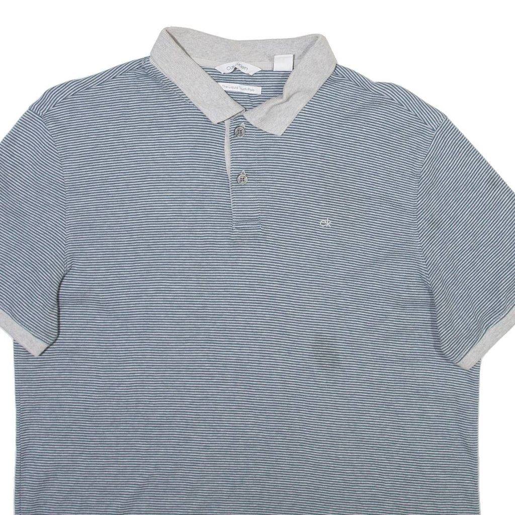 CALVIN KLEIN JEANS Mens Polo Shirt Grey Striped M