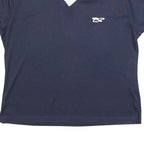 REEBOK Womens Navy Blue & White V-Neck Short Sleeve T-Shirt M Sportswear