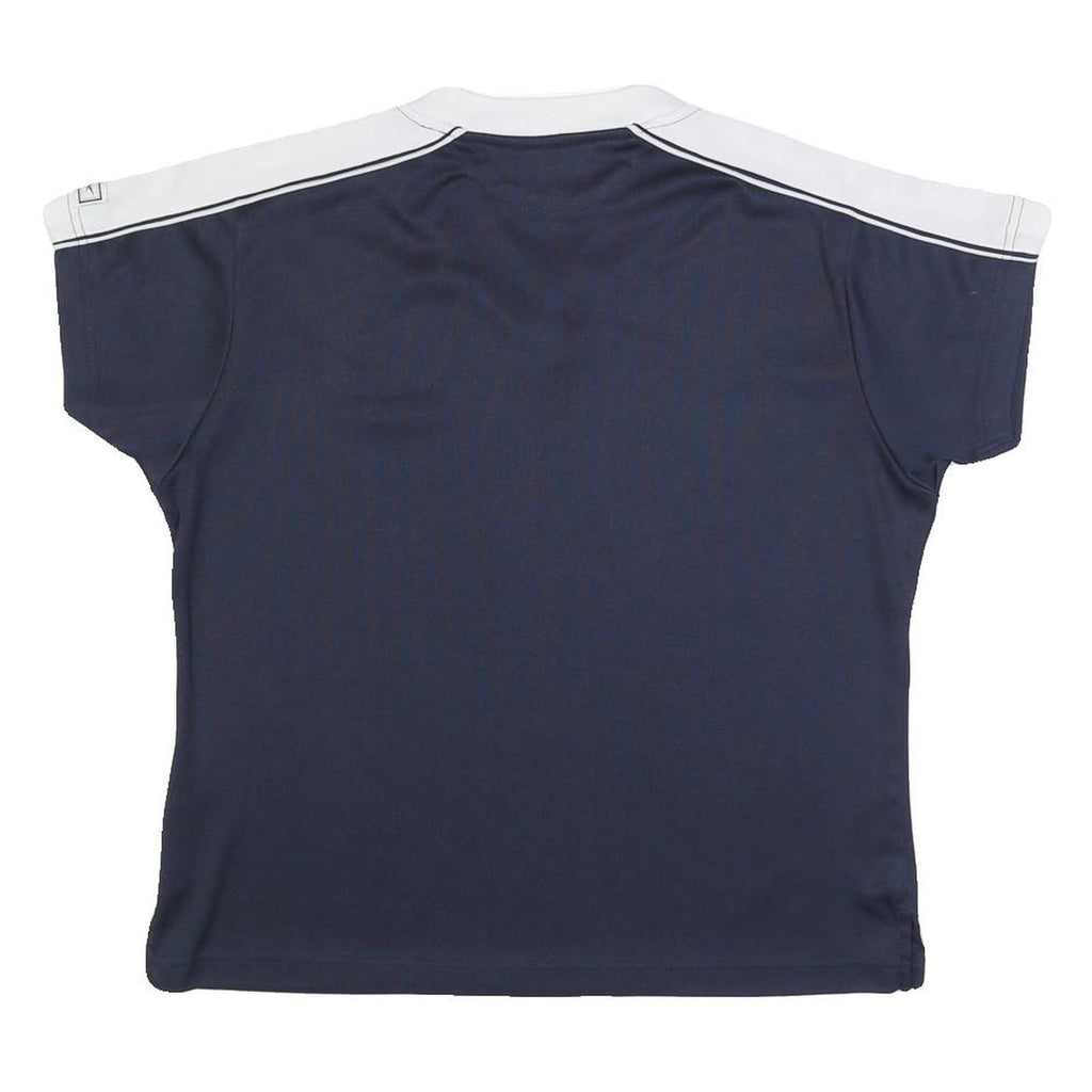 REEBOK Womens Navy Blue & White V-Neck Short Sleeve T-Shirt M Sportswear