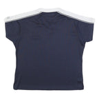REEBOK Womens Navy Blue & White V-Neck Short Sleeve T-Shirt M Sportswear