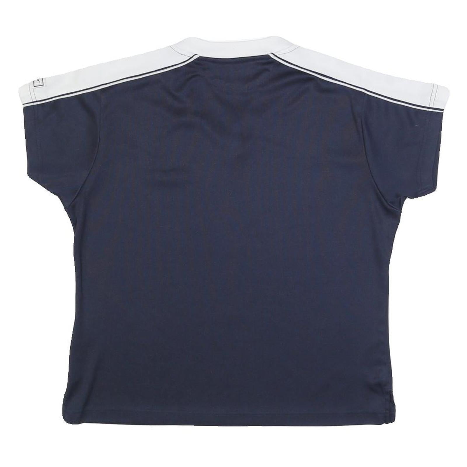 REEBOK Womens Navy Blue & White V-Neck Short Sleeve T-Shirt M Sportswear