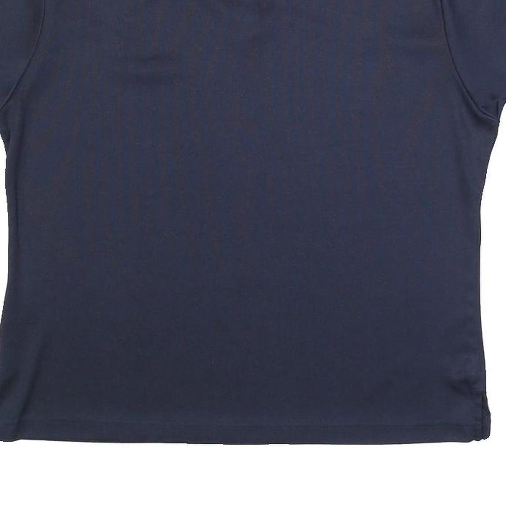 REEBOK Womens Navy Blue & White V-Neck Short Sleeve T-Shirt M Sportswear