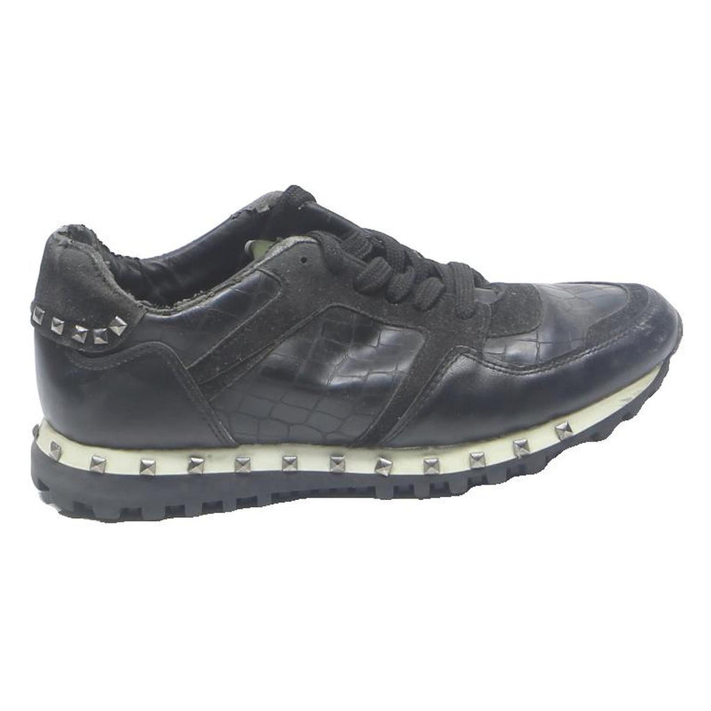 VALENTINO GARAVANI Mens Black Leather Trainers UK 7.5 Studded Casual Fashion