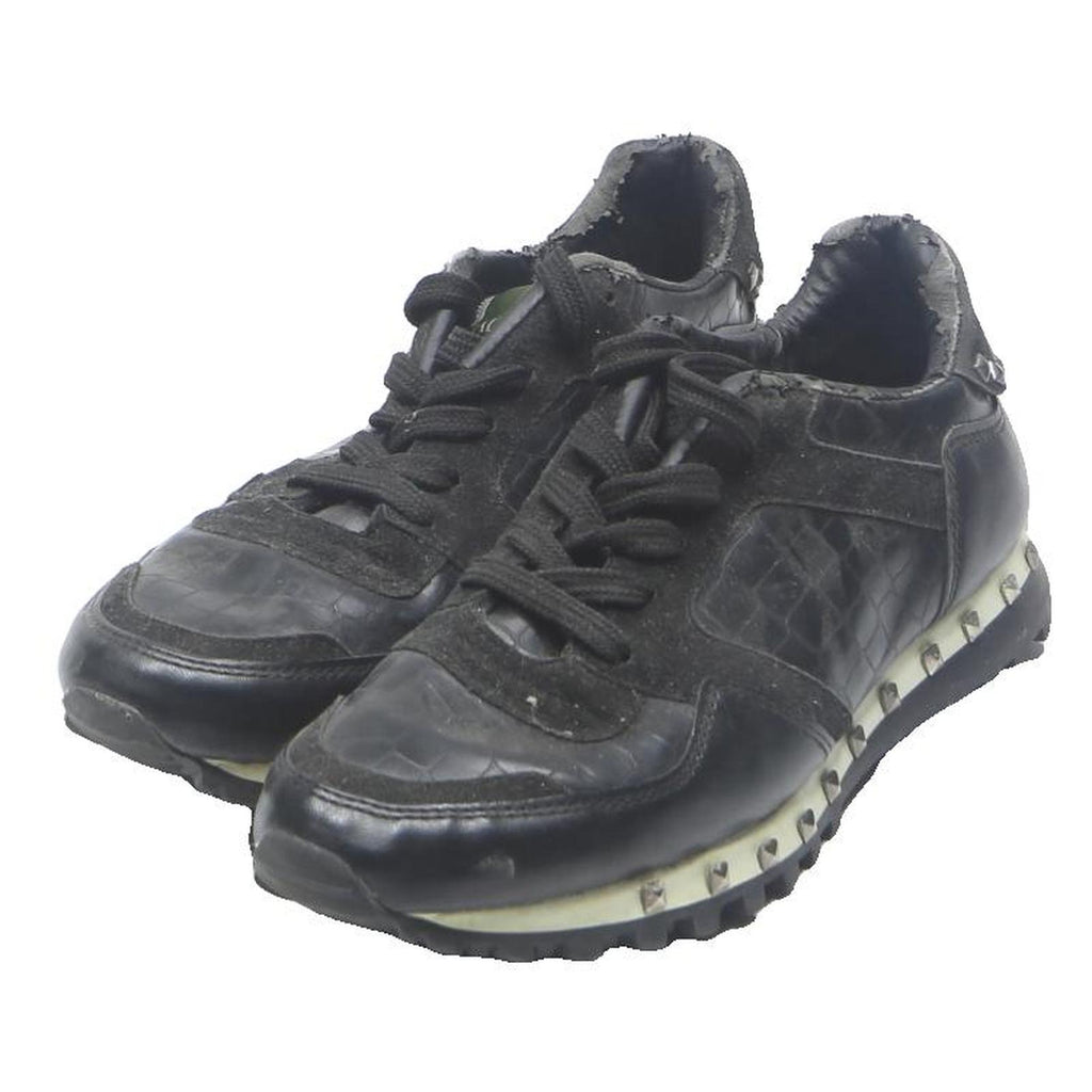VALENTINO GARAVANI Mens Black Leather Trainers UK 7.5 Studded Casual Fashion