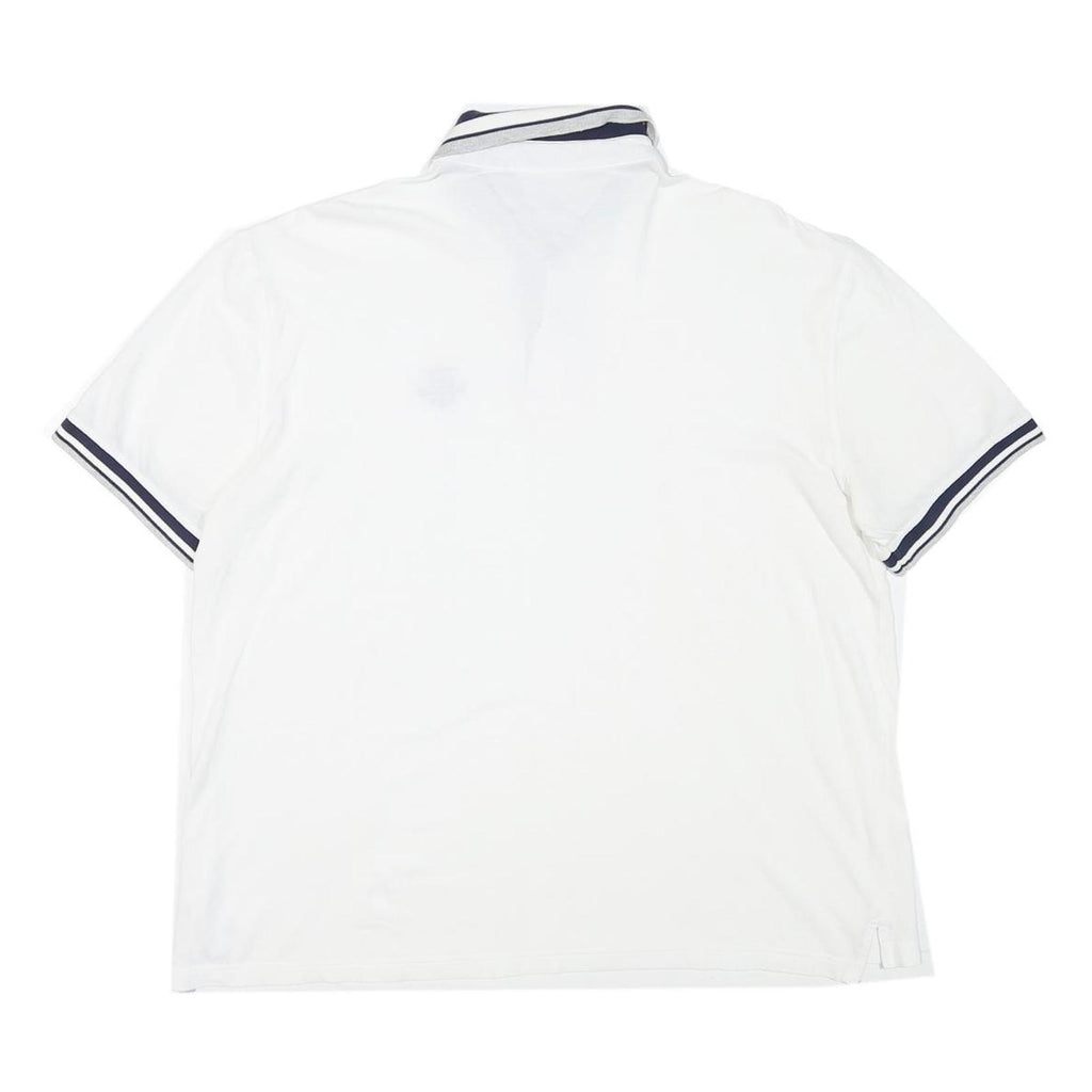 TOMMY HILFIGER Mens White Polo Shirt XL Cotton Blend Basic Logo Embroidered