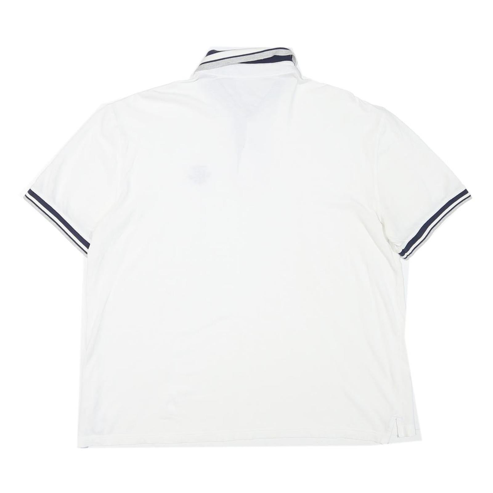 TOMMY HILFIGER Mens White Polo Shirt XL Cotton Blend Basic Logo Embroidered