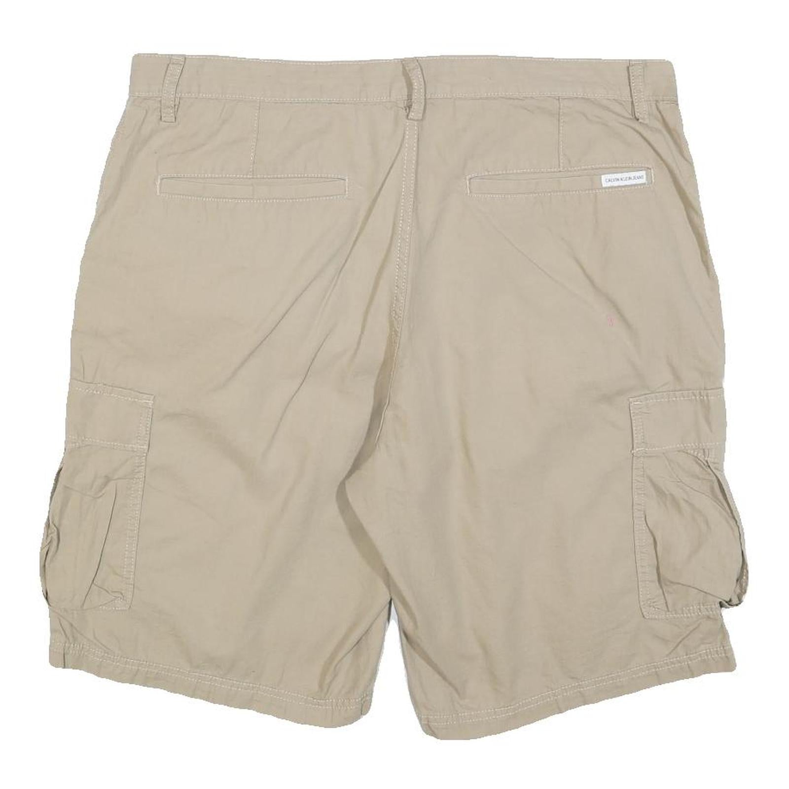 CALVIN KLEIN JEANS Mens Shorts Beige Casual Cargo L W36 Cotton Blend Pockets
