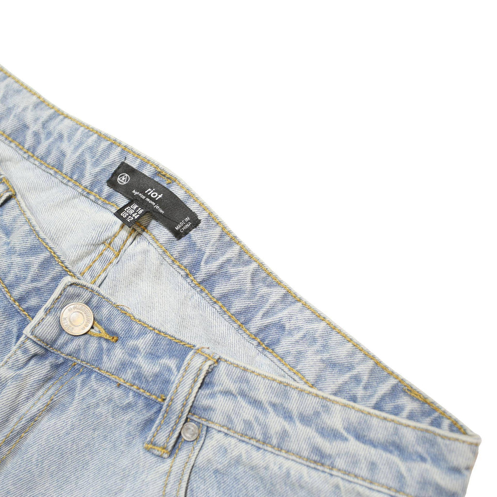RIOT Womens Jeans Blue Regular Straight Denim Light W35 L30 Casual Cotton Style