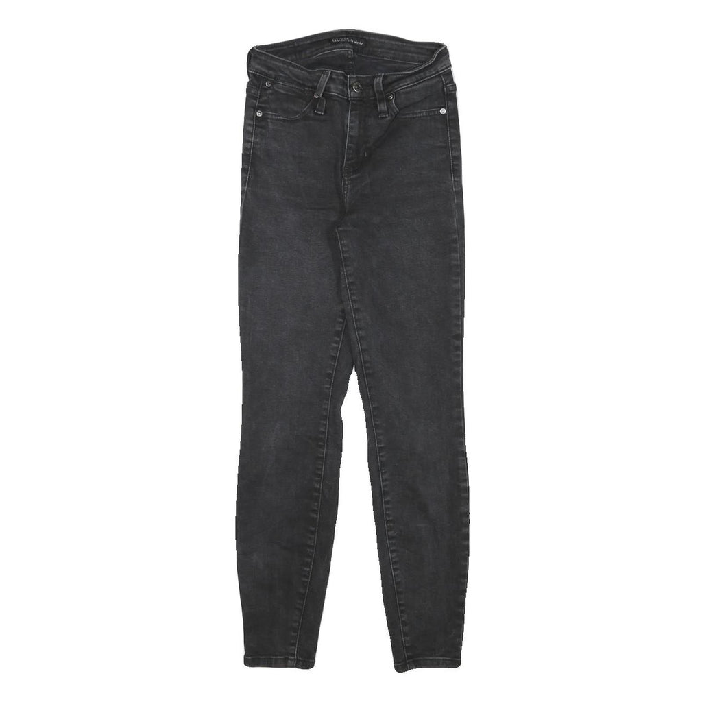 GUESS Womens Slim Black Denim Jeans W23 L26 Stretch Cotton Blend Zip Fastening