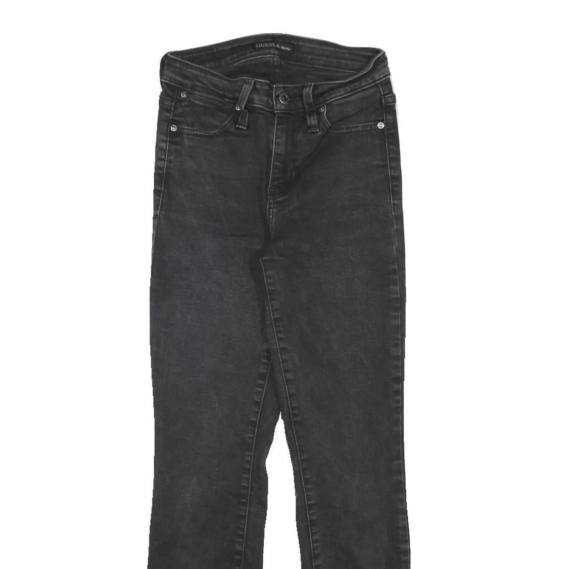 GUESS Womens Slim Black Denim Jeans W23 L26 Stretch Cotton Blend Zip Fastening