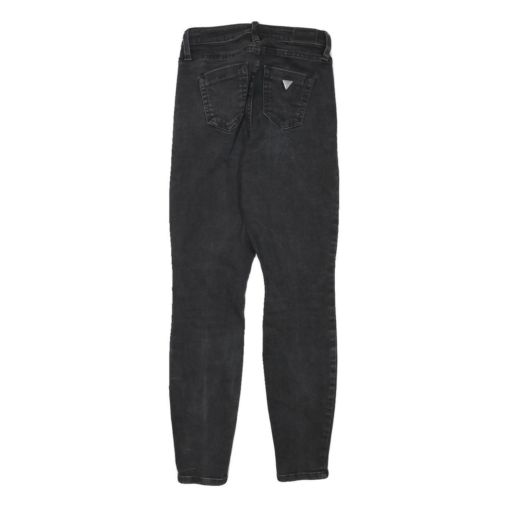 GUESS Womens Slim Black Denim Jeans W23 L26 Stretch Cotton Blend Zip Fastening