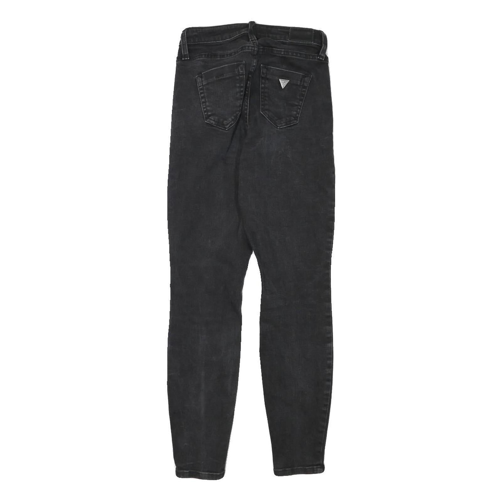 GUESS Womens Slim Black Denim Jeans W23 L26 Stretch Cotton Blend Zip Fastening