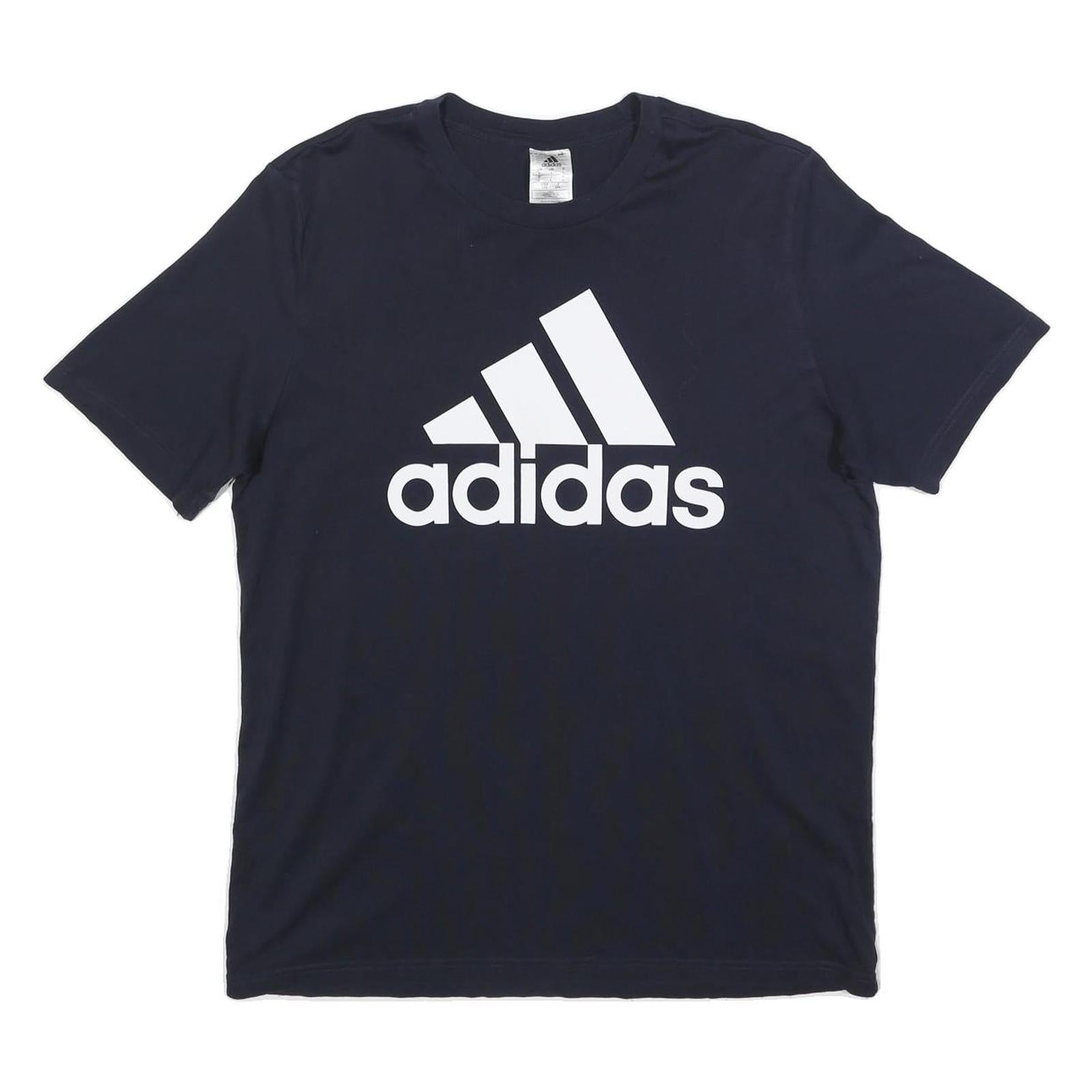 ADIDAS Mens Black Graphic T-Shirt L Short Sleeve Crew Neck Cotton Logo