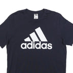 ADIDAS Mens Black Graphic T-Shirt L Short Sleeve Crew Neck Cotton Logo
