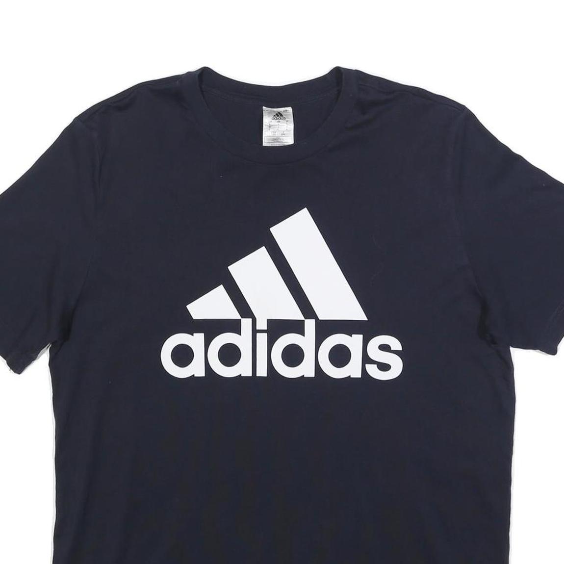 ADIDAS Mens Black Graphic T-Shirt L Short Sleeve Crew Neck Cotton Logo