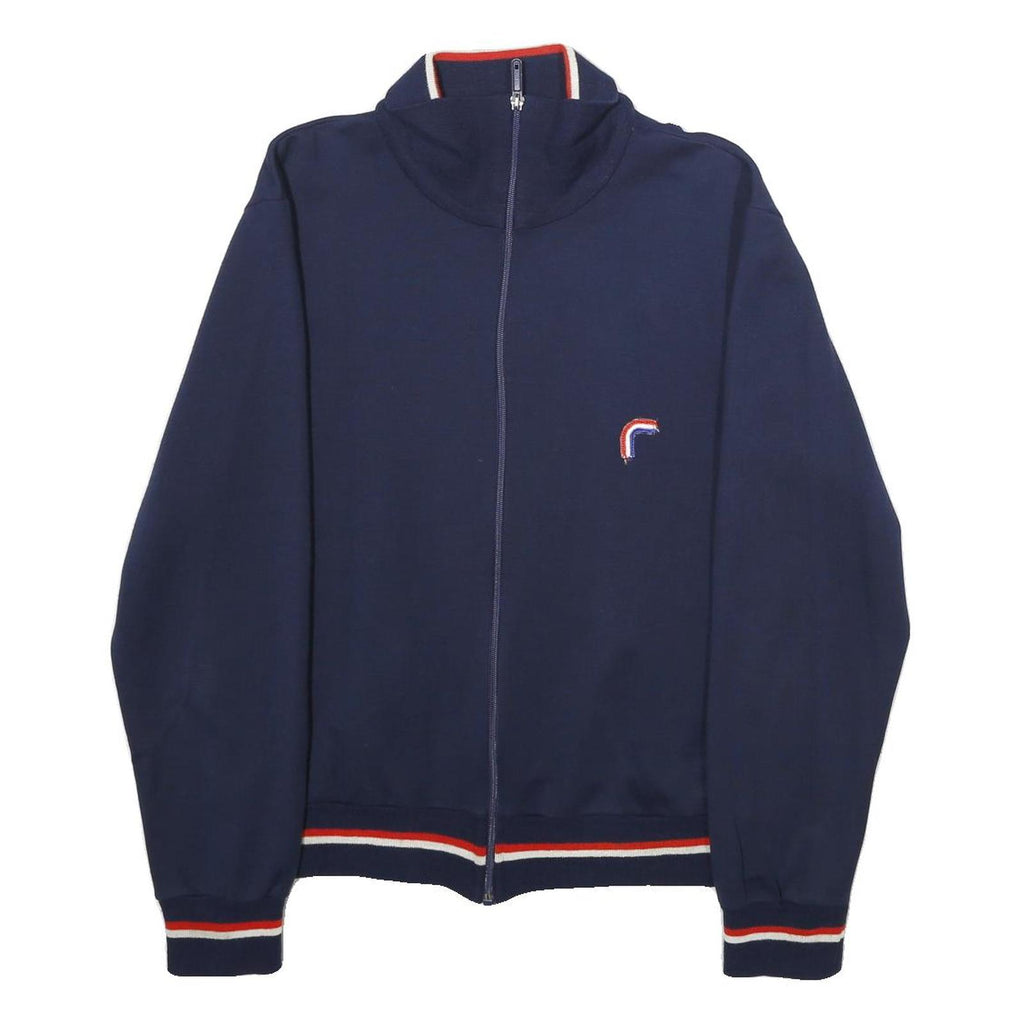 KLIMA WOOL Mens Navy Blue Wool Blend Zip Jacket L Plain Classic Fit