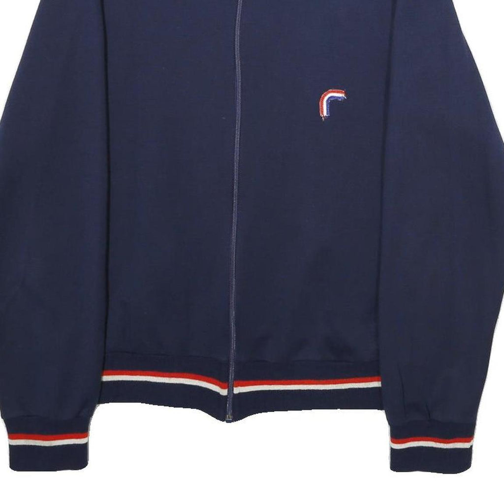 KLIMA WOOL Mens Navy Blue Wool Blend Zip Jacket L Plain Classic Fit