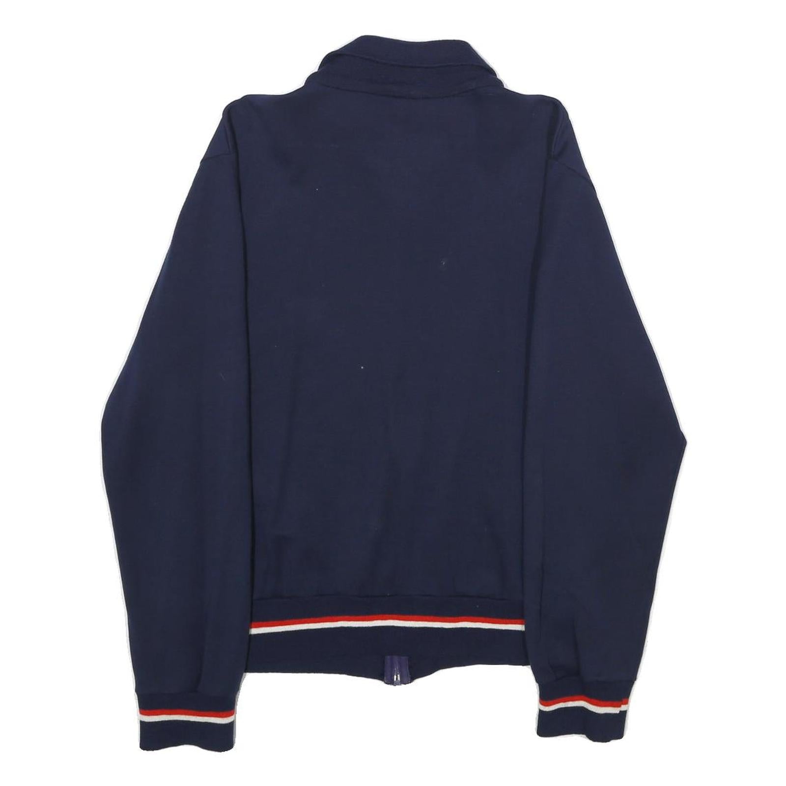 KLIMA WOOL Mens Navy Blue Wool Blend Zip Jacket L Plain Classic Fit