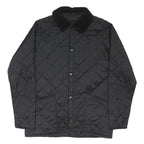 BARBOUR Girls Black Quilted Jacket 12-13Y Polyester Blend Button Closure Warm