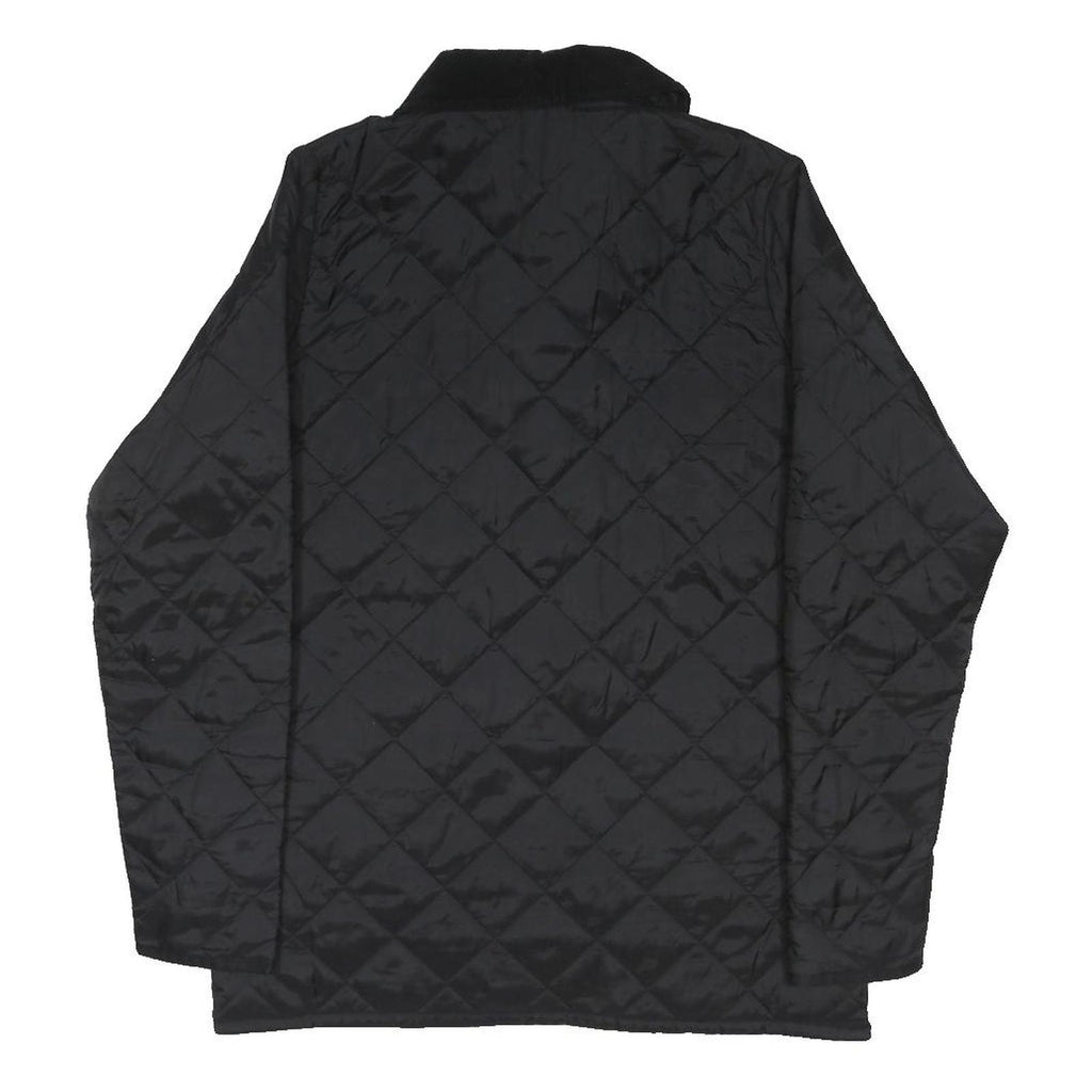 BARBOUR Girls Black Quilted Jacket 12-13Y Polyester Blend Button Closure Warm