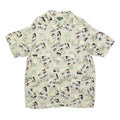 DAVID TAYLOR Mens Cream Rayon Short Sleeve Shirt XL Postcard Print Casual
