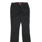 DICKIES Womens Black Regular Fit Straight Leg Trousers W24 L32 Cotton Blend Zip