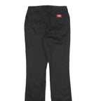 DICKIES Womens Black Regular Fit Straight Leg Trousers W24 L32 Cotton Blend Zip